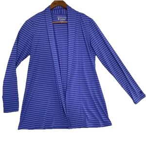 Coolibar Open Cardigan Women's Small Purple Striped UPF 50 EUC